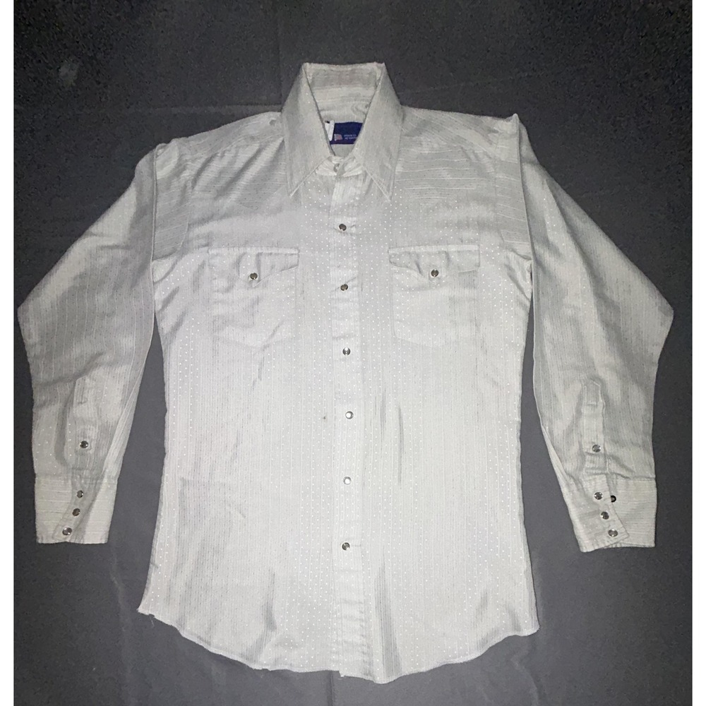 Panhandle Slim Shirt Mens 15.5 32/33 Gray Stripe Western Pearl Snap USA